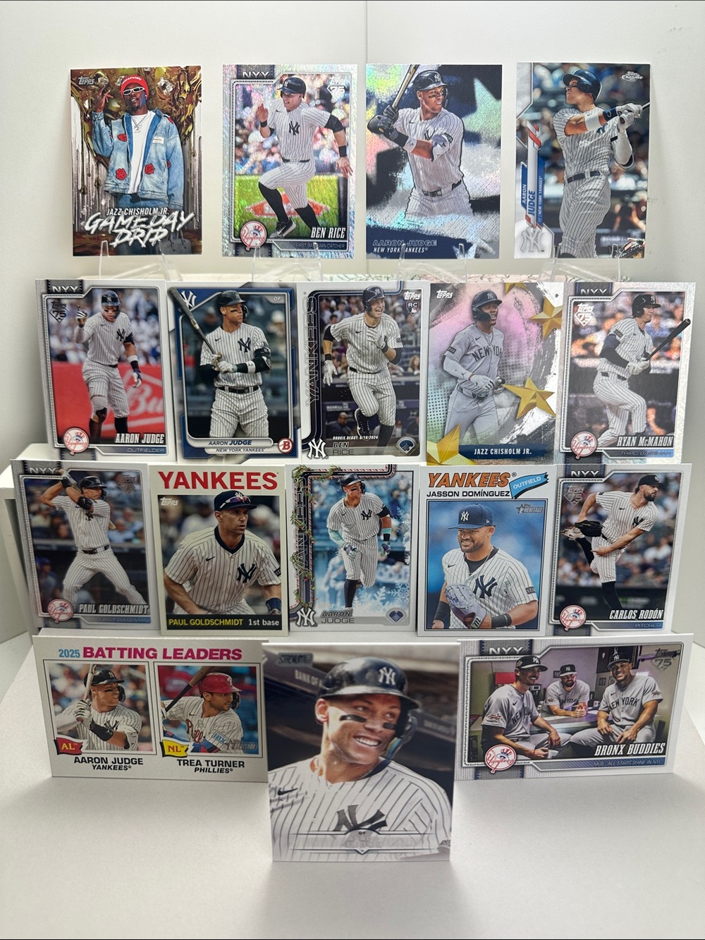 Aaron Judge w/ Ben Rice Rookie Yankees Lot of 17 + Chisholm game day drip